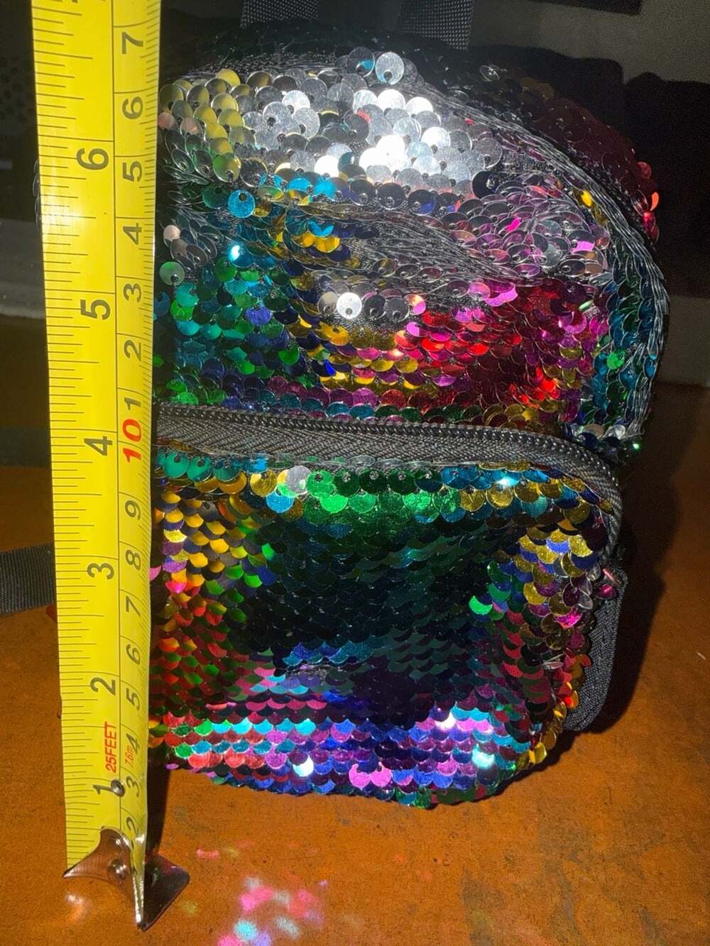 Claire's Rainbow Sequin Mini Backpack 7 Inches - Picture 4 of 4